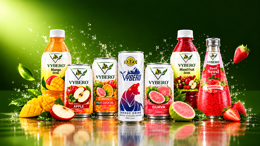 Vybero fruit drinks and energy drinks